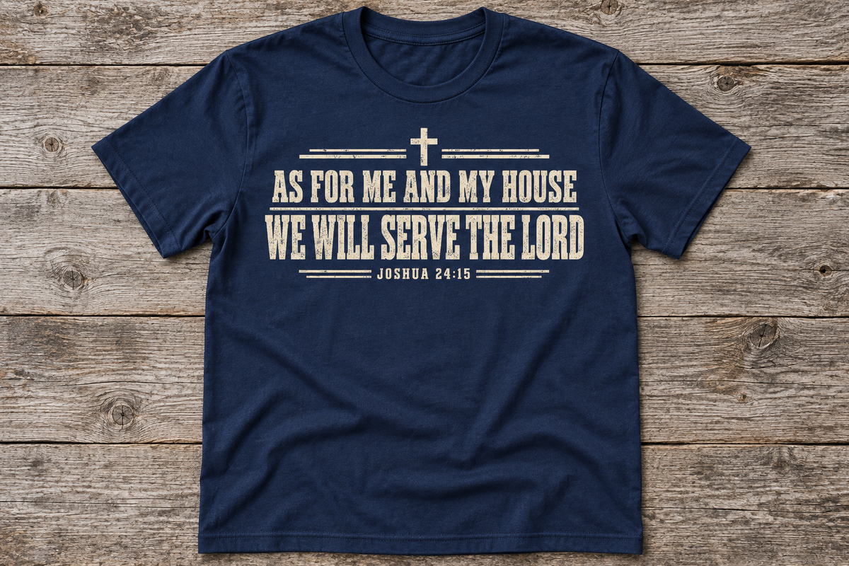 As for Me and My House Christian T-shirt in Navy