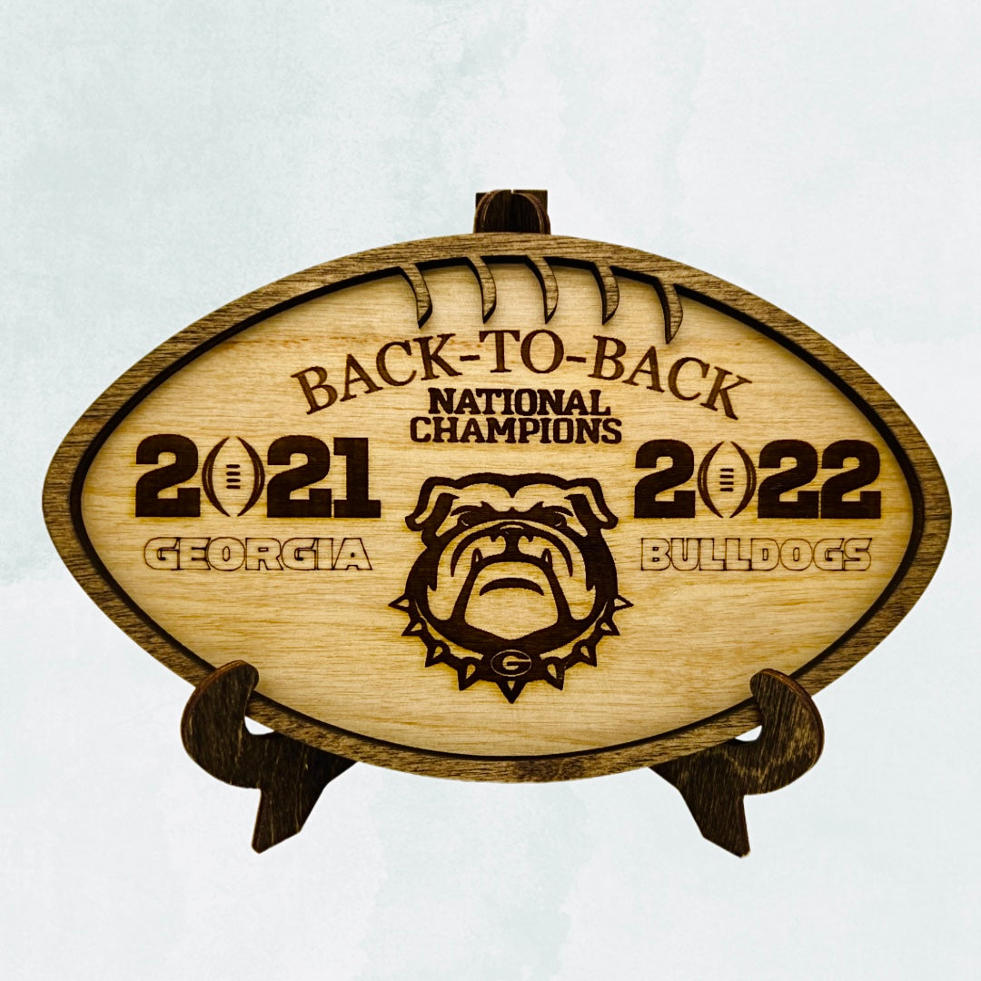 Georgia Bulldogs Back to Back National Champions 2021-2022 Wooden Plaque