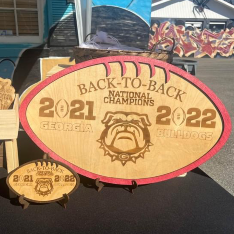 Georgia Bulldogs Back to Back National Champions 2021-2022 Wooden Plaque