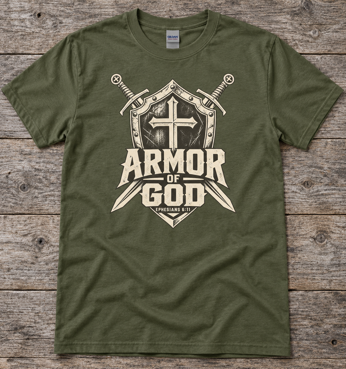 Armor of God Christian T-shirt in Military Green