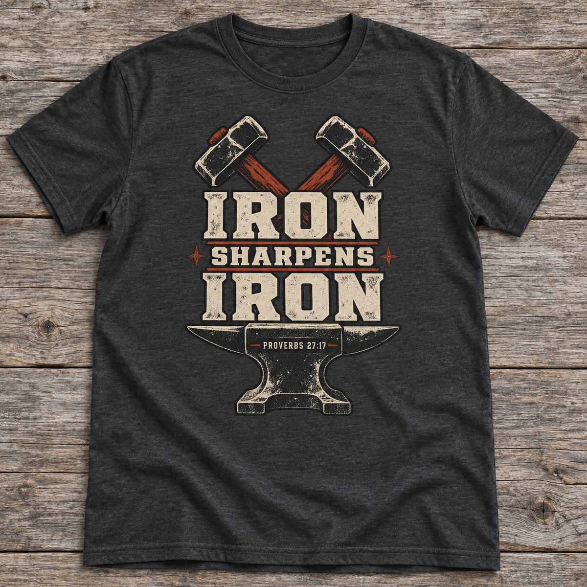 Iron Sharpens Iron Christian T-shirt in Charcoal