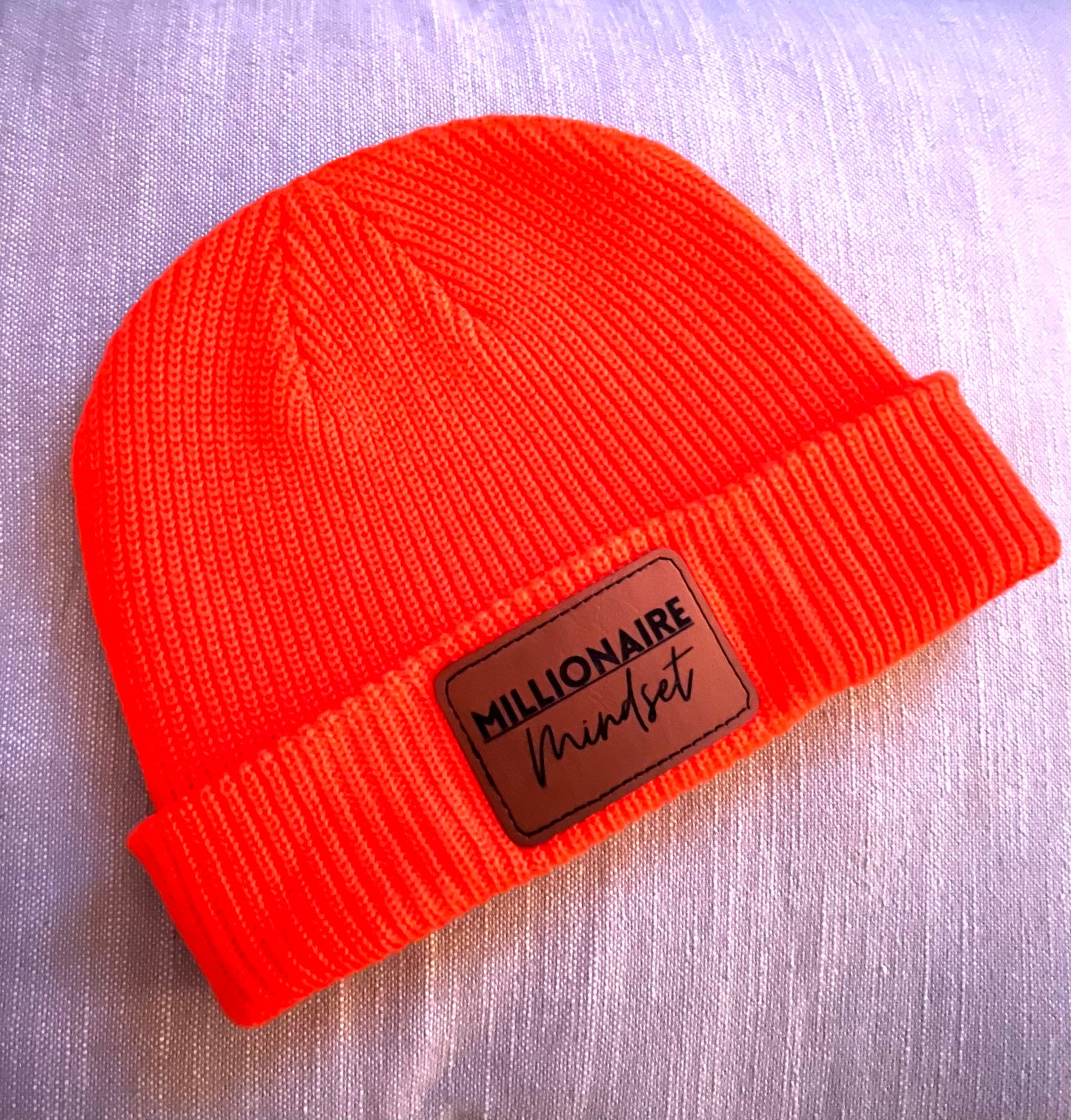 Millionaire Mindset Leather Patch Beanie