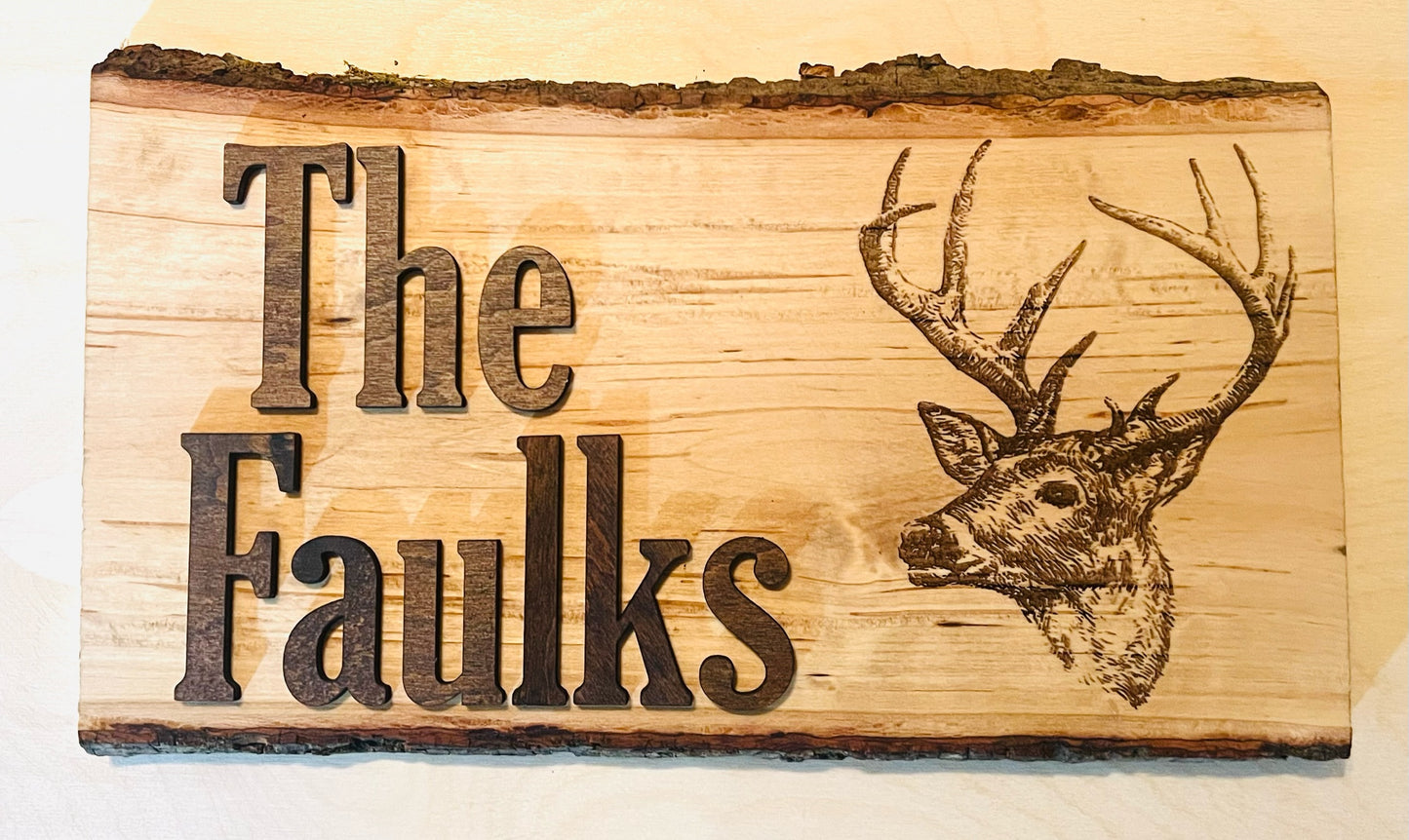 Deer Live Edge Name Sign